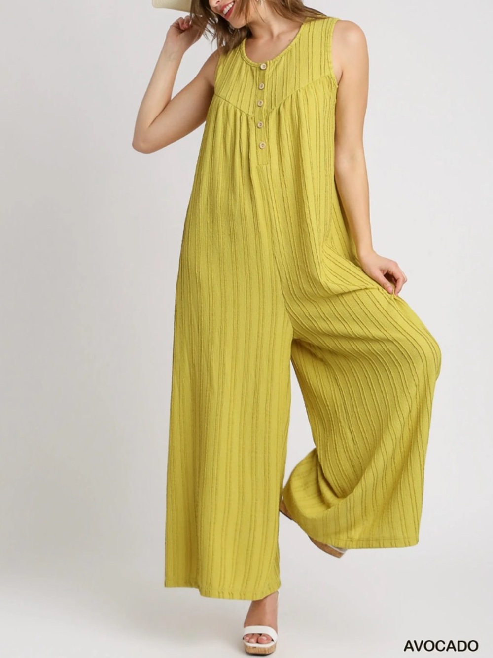 Umgee Avocado Textured Knit Romper - L
